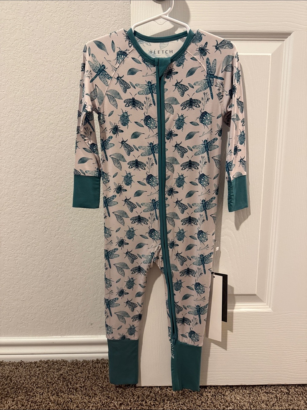 Fletch -  Teal Bug-Print One-Piece Pajamas Zippy NWT